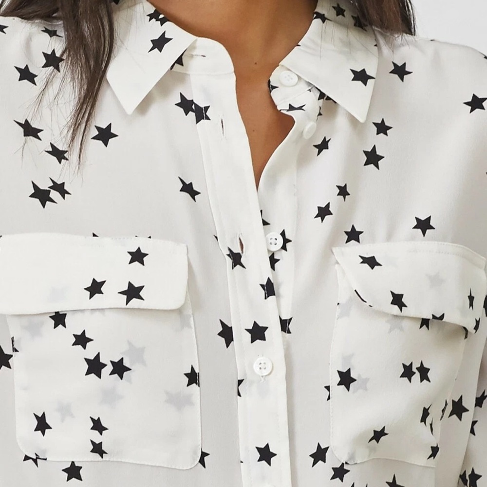 Equipment Slim Signature Silk Shirt in Starry Night - Picture 3 of 7